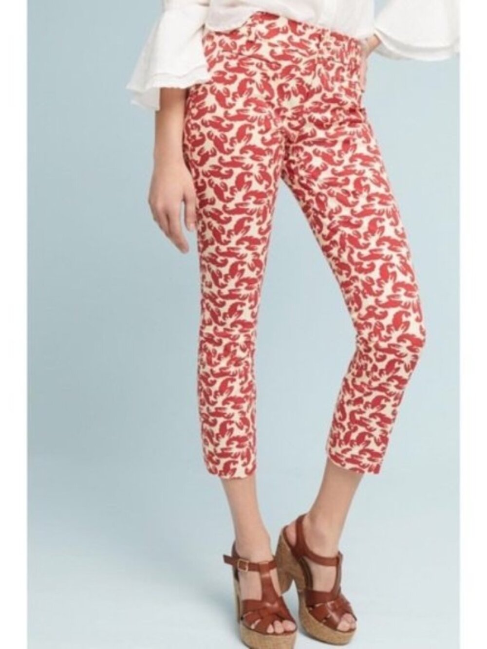 Anthroplogie Lobster Cropped The Essential Slim Pants Size 6